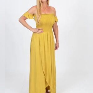 YOUNG Fabulous & Broke Frida Smocked Off the Shoulder Dress